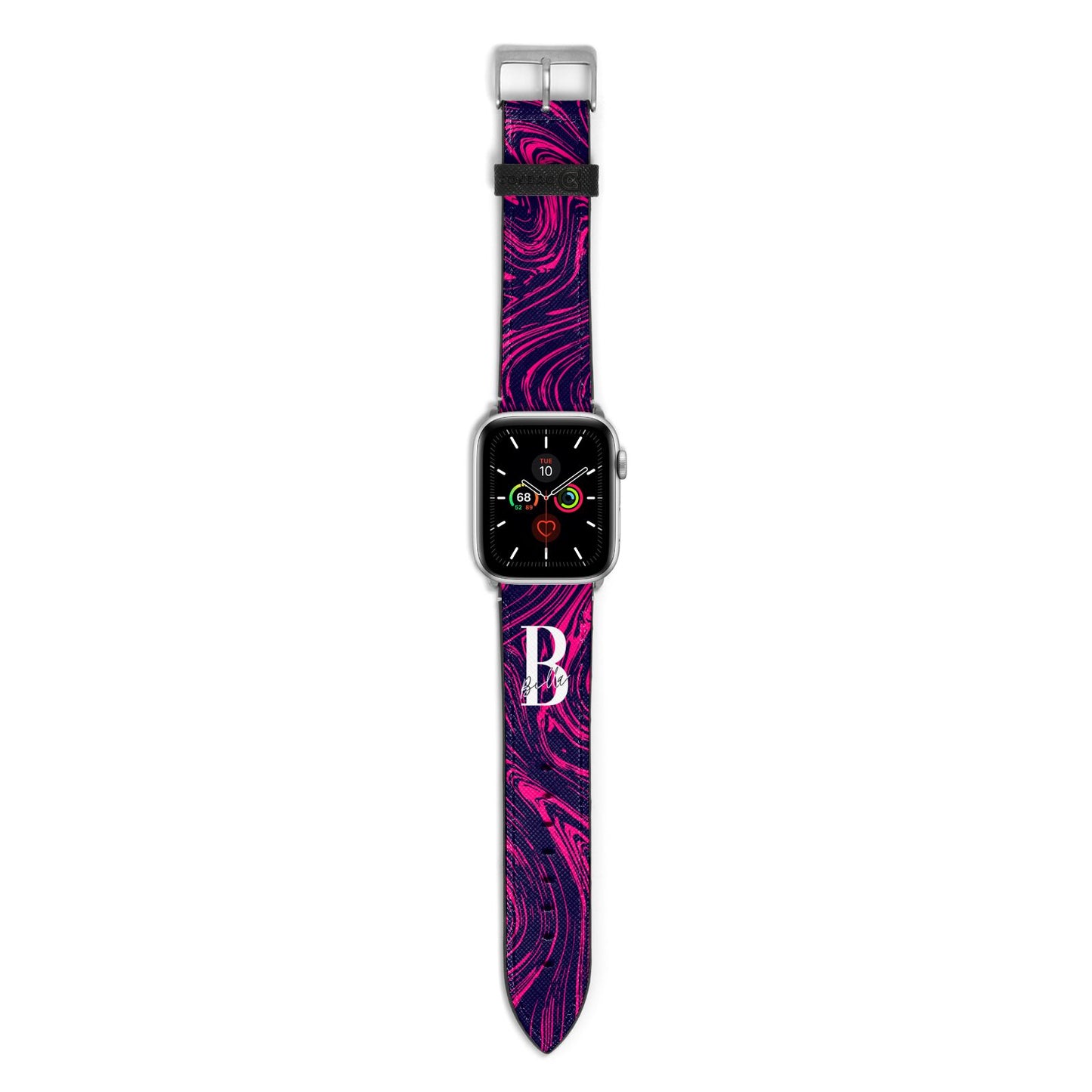 Personalised Ink Marble Apple Watch Strap with Silver Hardware