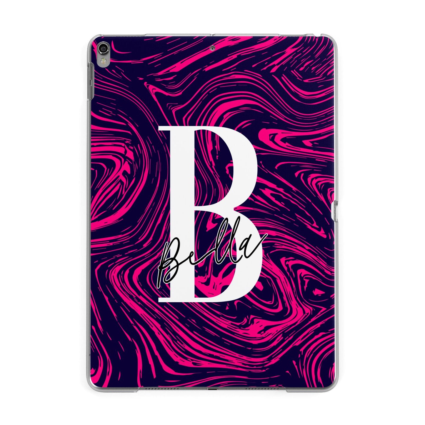Personalised Ink Marble Apple iPad Grey Case