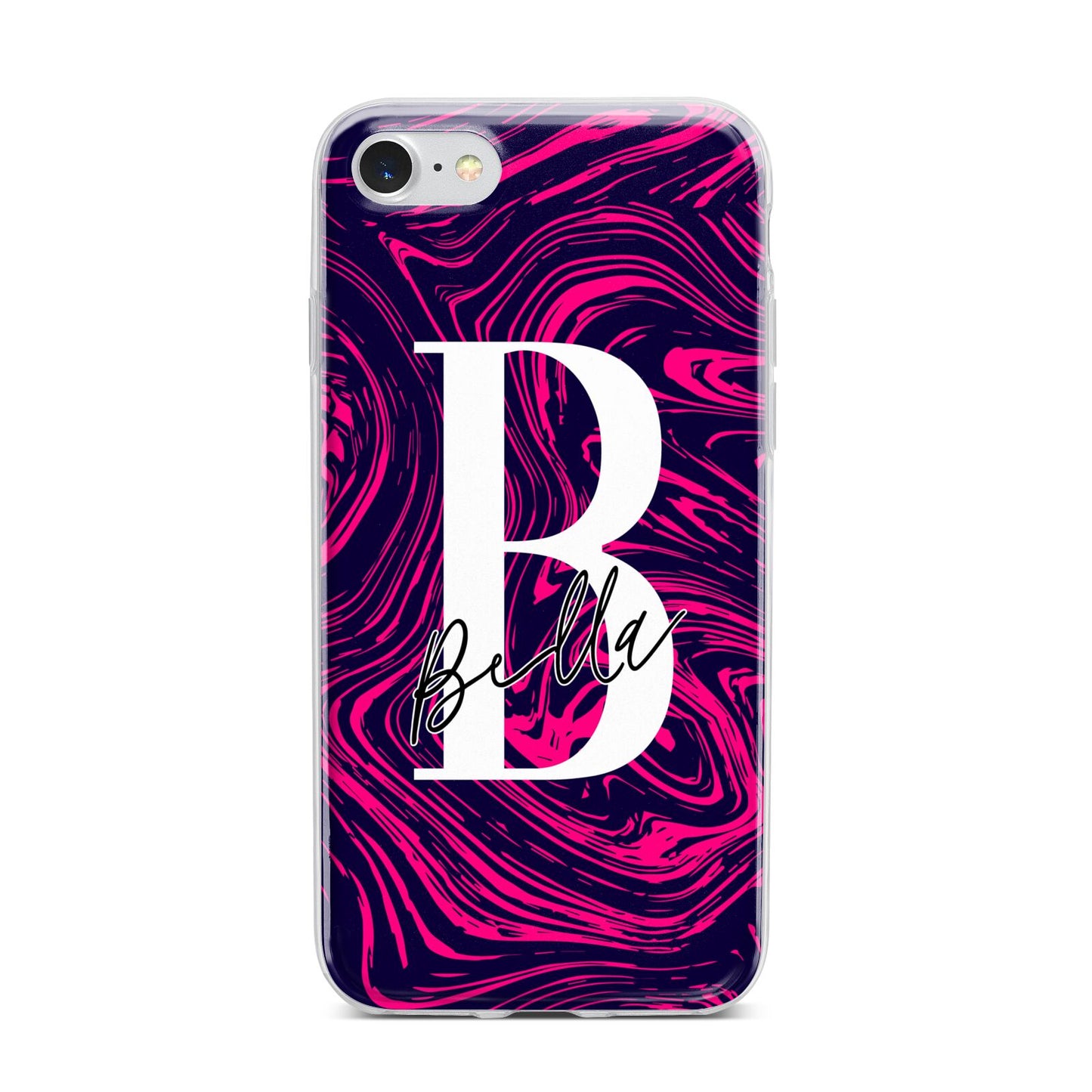 Personalised Ink Marble iPhone 7 Bumper Case on Silver iPhone