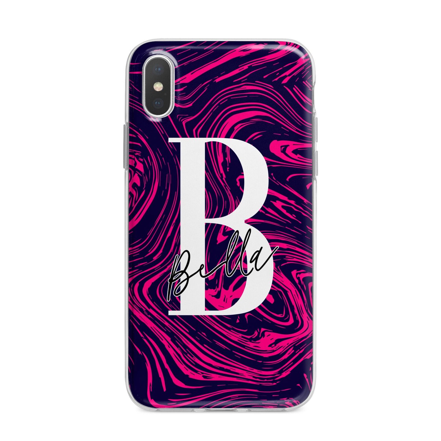 Personalised Ink Marble iPhone X Bumper Case on Silver iPhone Alternative Image 1