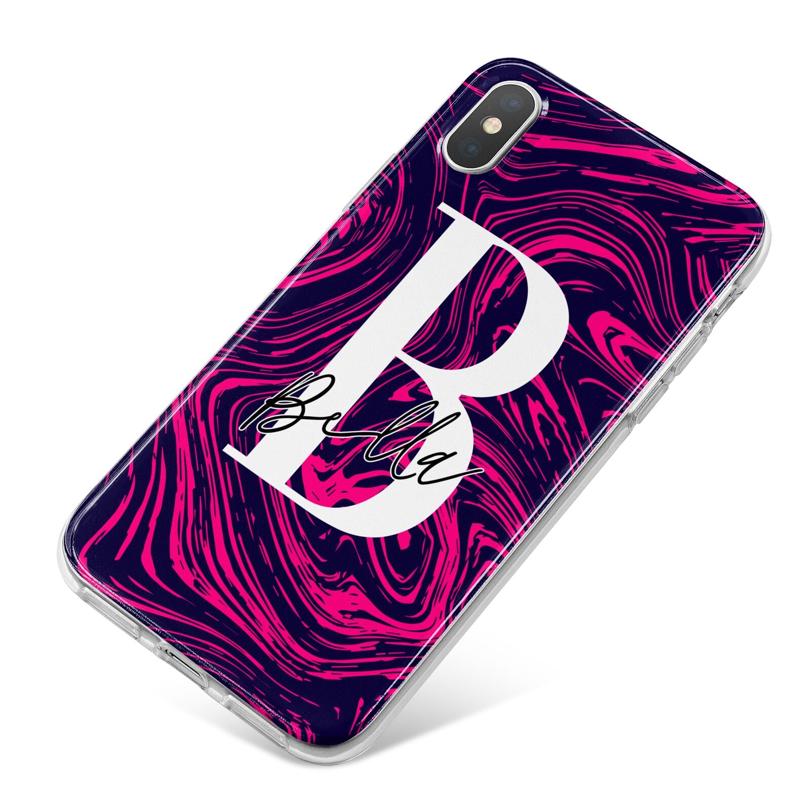 Personalised Ink Marble iPhone X Bumper Case on Silver iPhone