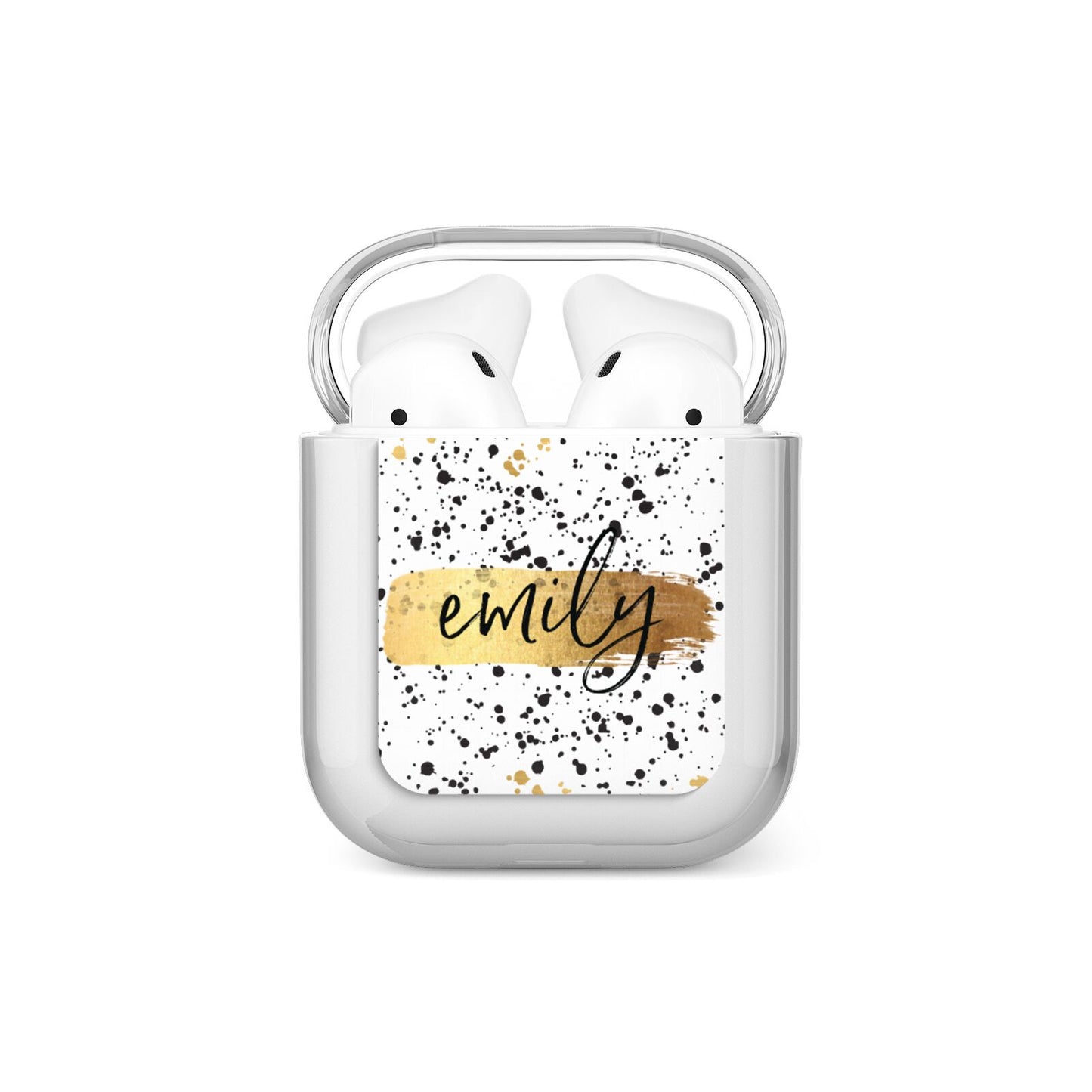 Personalised Ink Splatter Gold AirPods Case