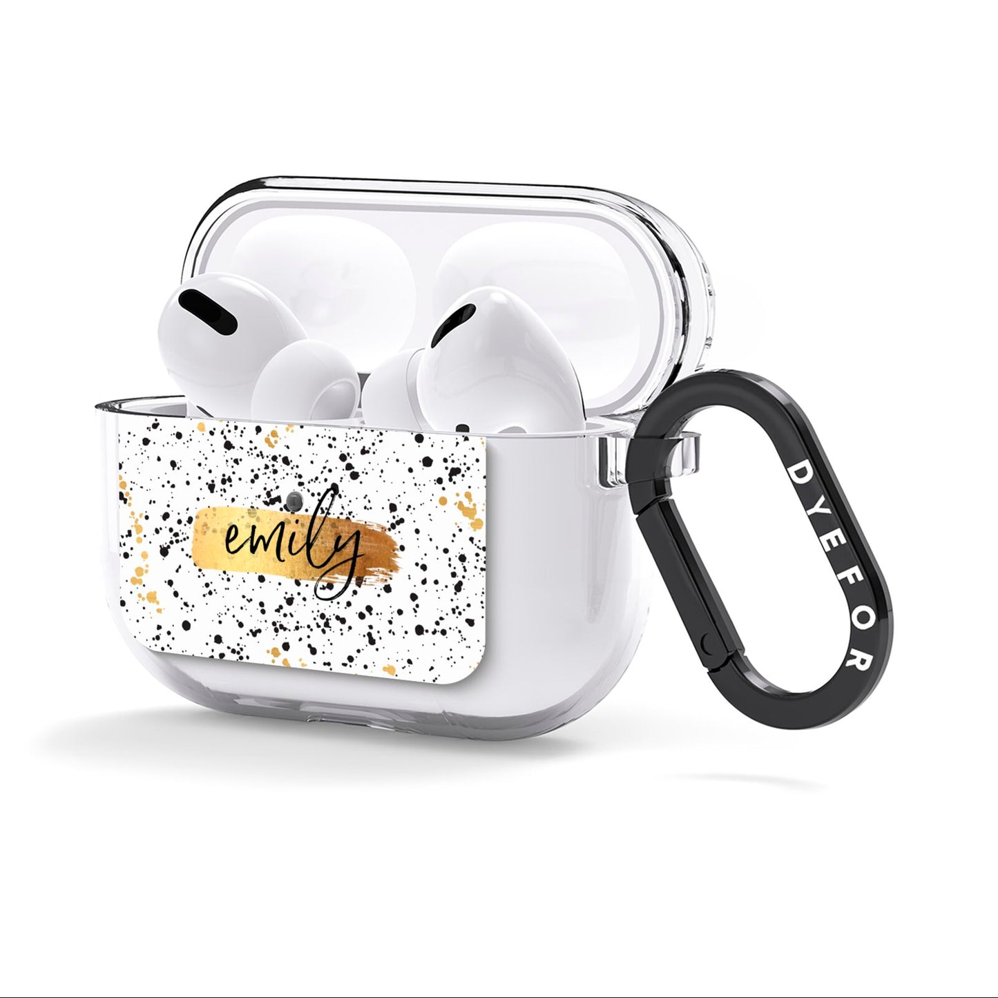 Personalised Ink Splatter Gold AirPods Clear Case 3rd Gen Side Image