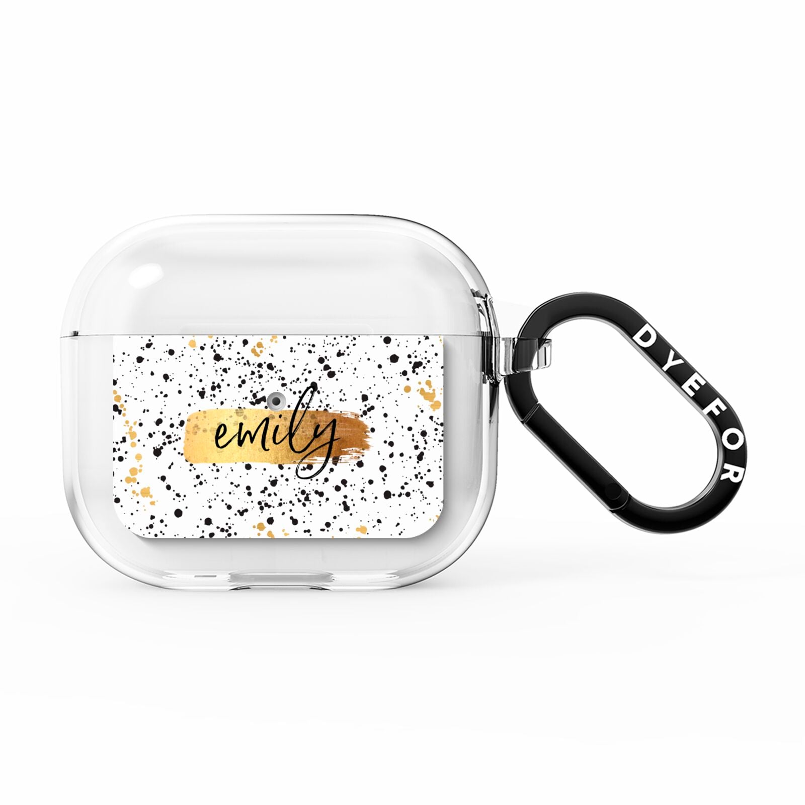 Personalised Ink Splatter Gold AirPods Clear Case 3rd Gen