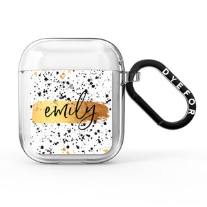 Personalised Ink Splatter Gold AirPods Case