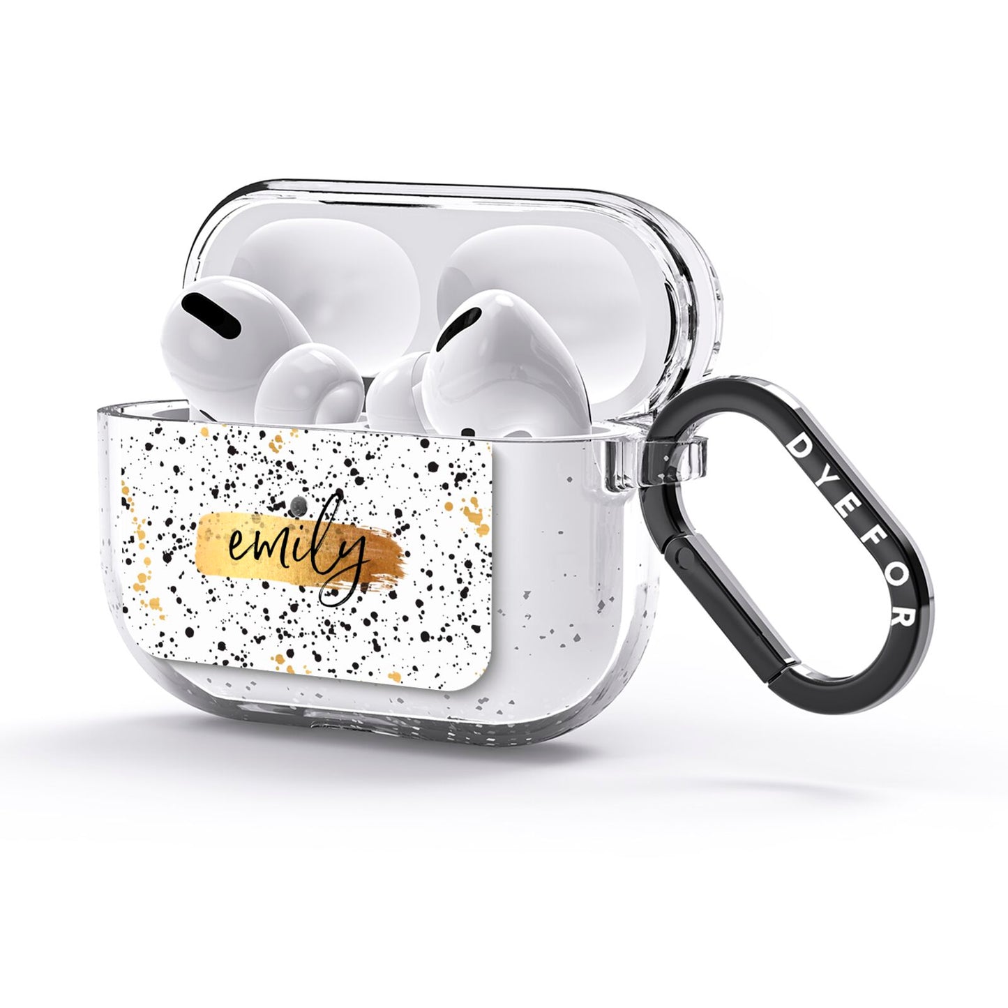Personalised Ink Splatter Gold AirPods Glitter Case 3rd Gen Side Image