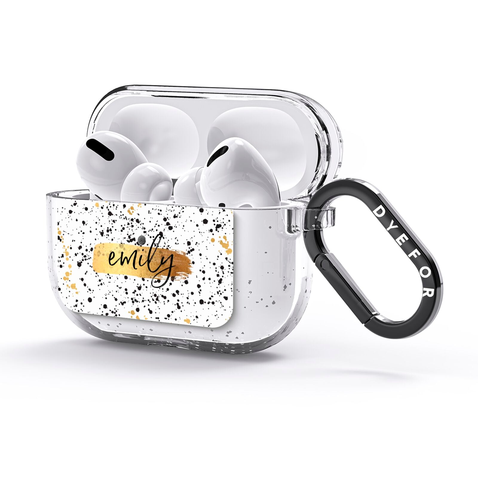 Personalised Ink Splatter Gold AirPods Glitter Case 3rd Gen Side Image