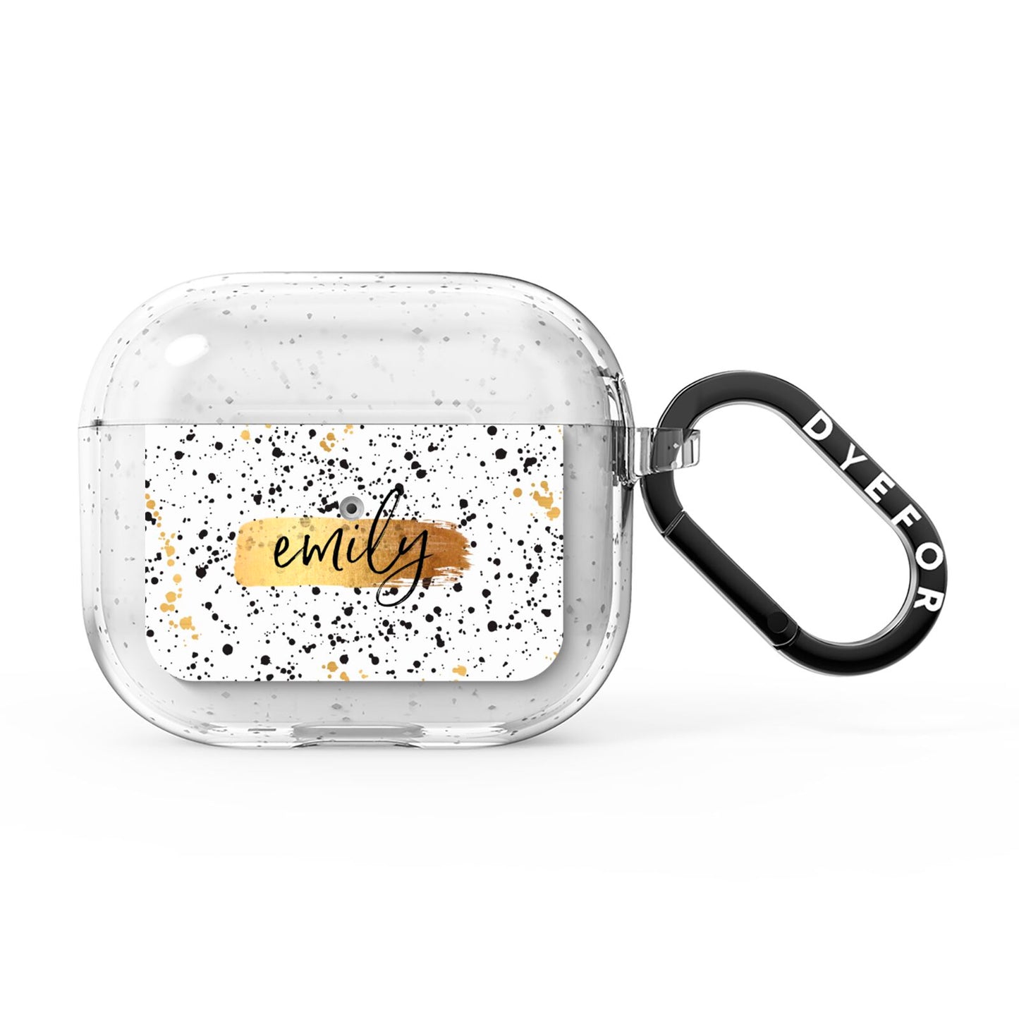 Personalised Ink Splatter Gold AirPods Glitter Case 3rd Gen