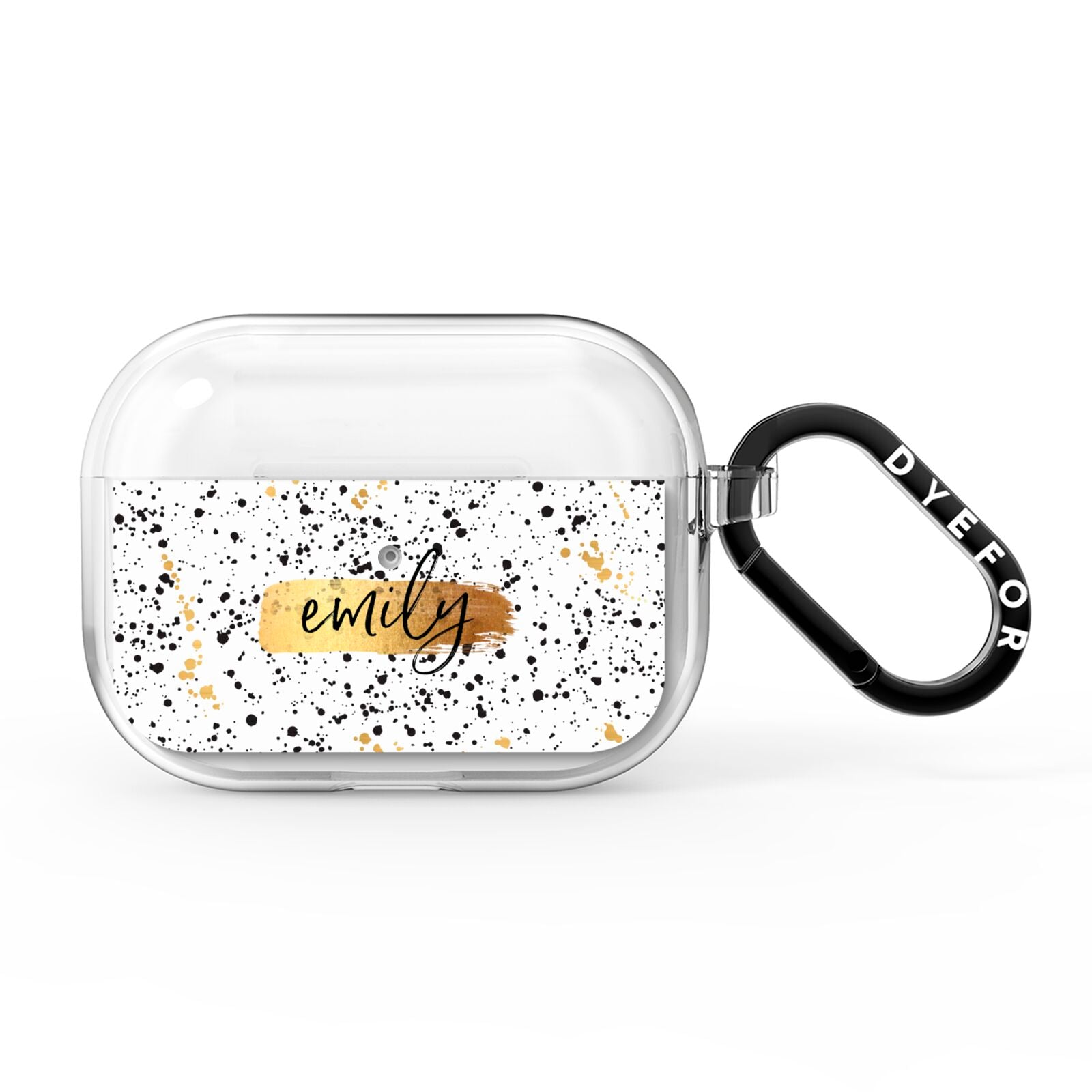 Personalised Ink Splatter Gold AirPods Pro Clear Case