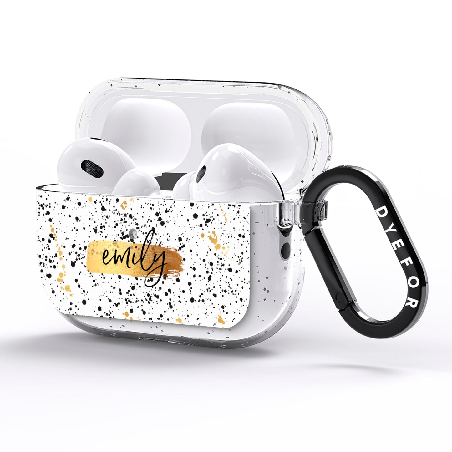 Personalised Ink Splatter Gold AirPods Pro Glitter Case Side Image