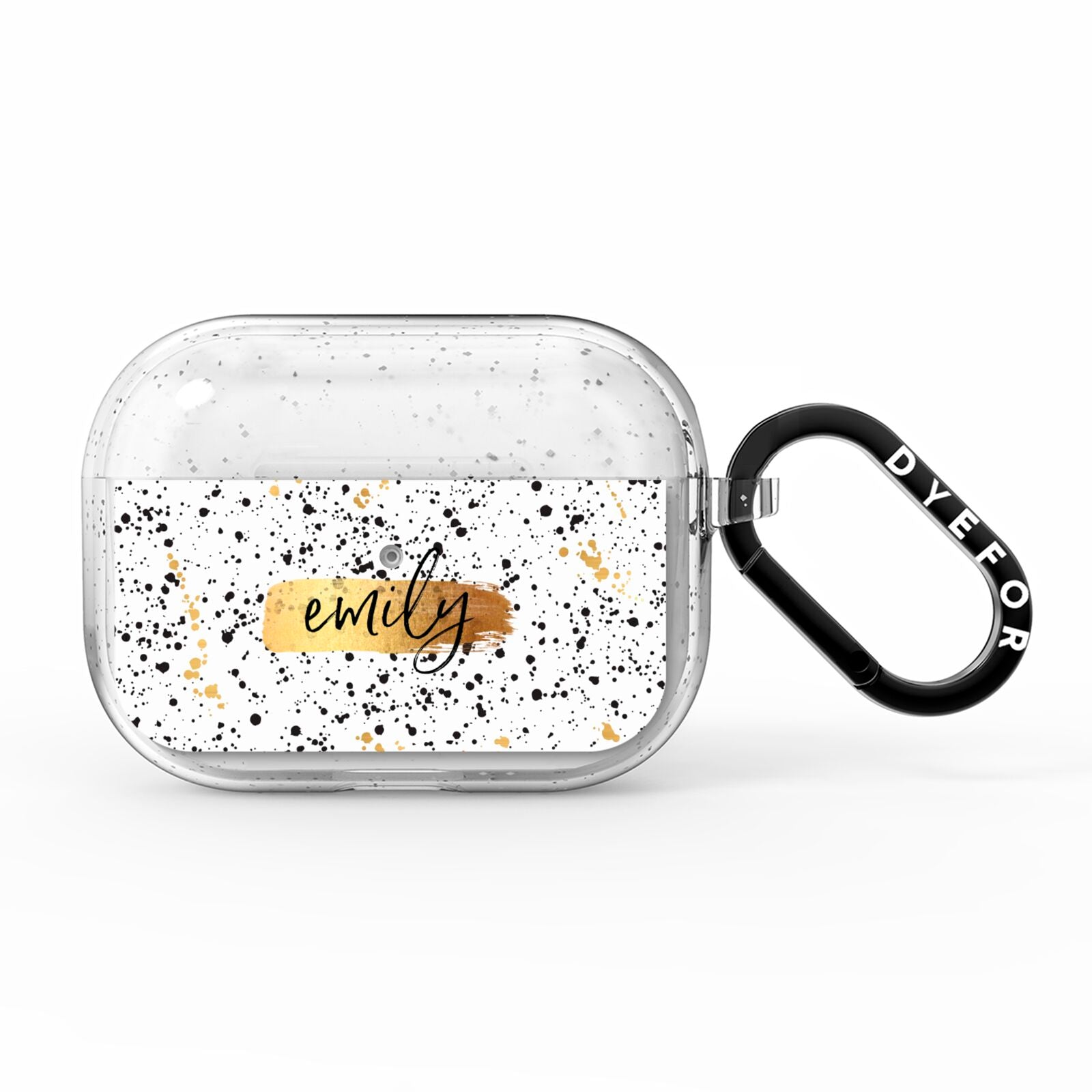 Personalised Ink Splatter Gold AirPods Pro Glitter Case