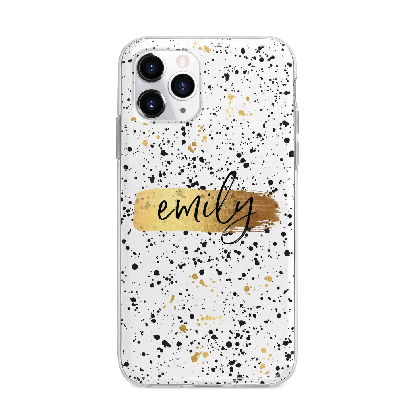 Personalised Ink Splatter Gold Apple iPhone 11 Pro Max in Silver with Bumper Case