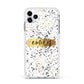 Personalised Ink Splatter Gold Apple iPhone 11 Pro Max in Silver with White Impact Case