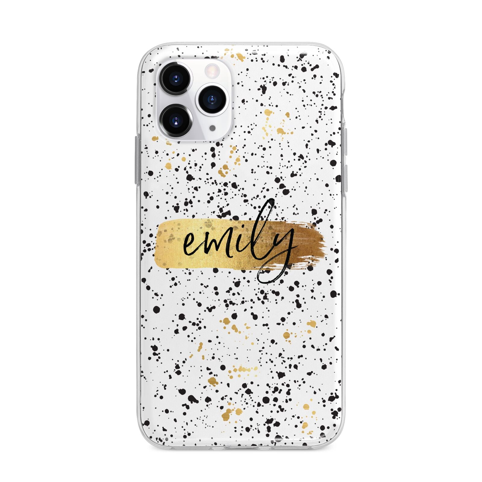 Personalised Ink Splatter Gold Apple iPhone 11 Pro in Silver with Bumper Case
