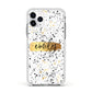 Personalised Ink Splatter Gold Apple iPhone 11 Pro in Silver with White Impact Case