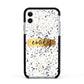 Personalised Ink Splatter Gold Apple iPhone 11 in White with Black Impact Case