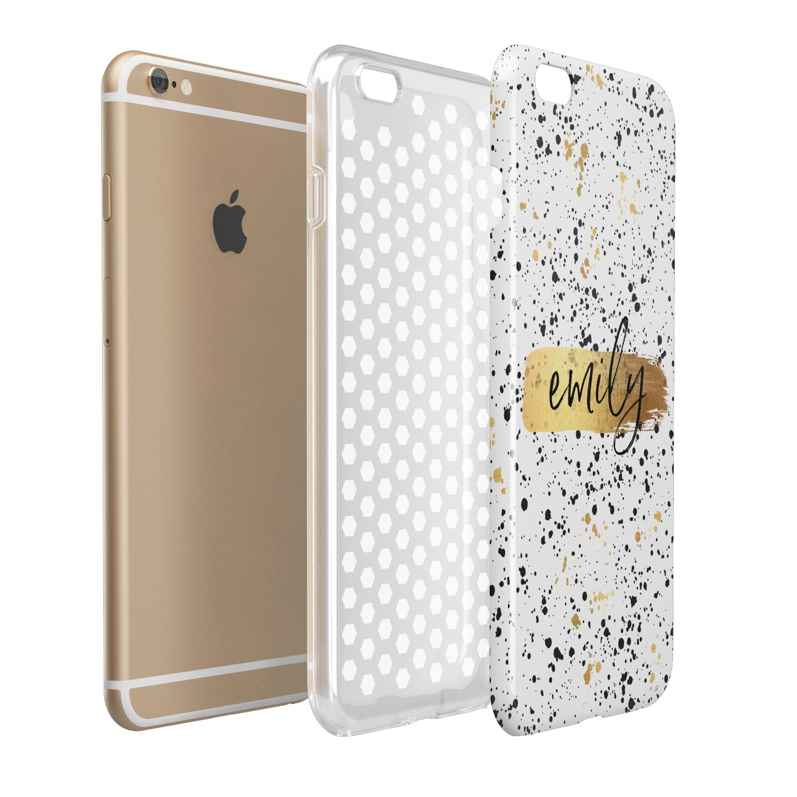Personalised Ink Splatter Gold Apple iPhone 6 Plus 3D Tough Case Expand Detail Image
