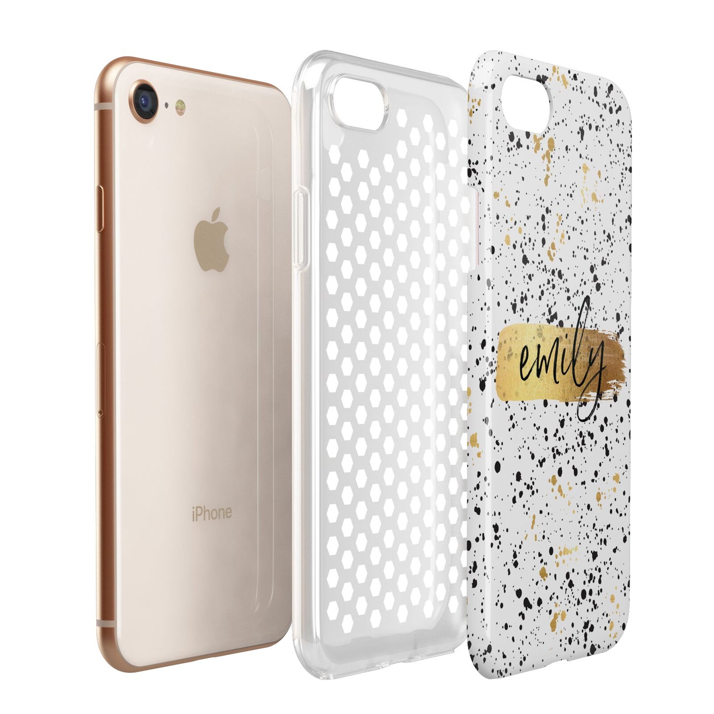 Personalised Ink Splatter Gold Apple iPhone 7 8 3D Tough Case Expanded View