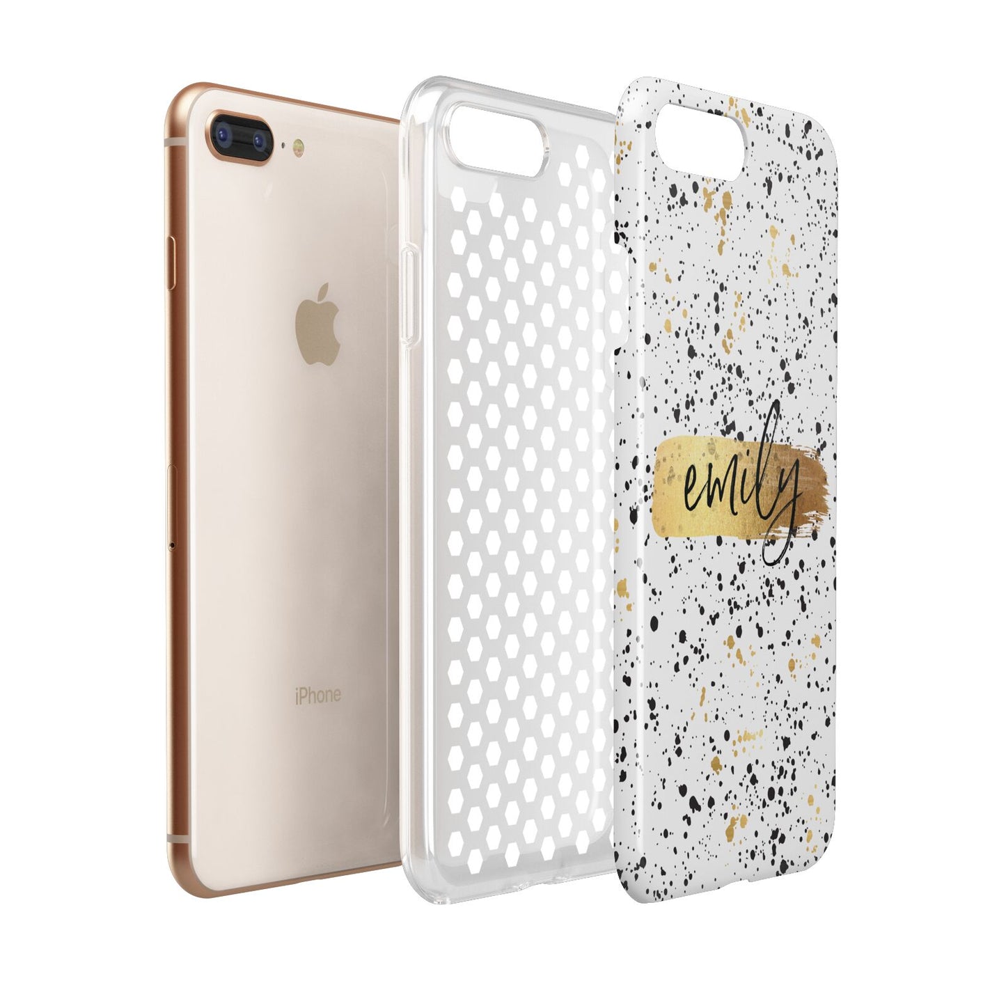 Personalised Ink Splatter Gold Apple iPhone 7 8 Plus 3D Tough Case Expanded View