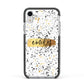 Personalised Ink Splatter Gold Apple iPhone XR Impact Case Black Edge on Silver Phone
