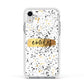 Personalised Ink Splatter Gold Apple iPhone XR Impact Case White Edge on Silver Phone