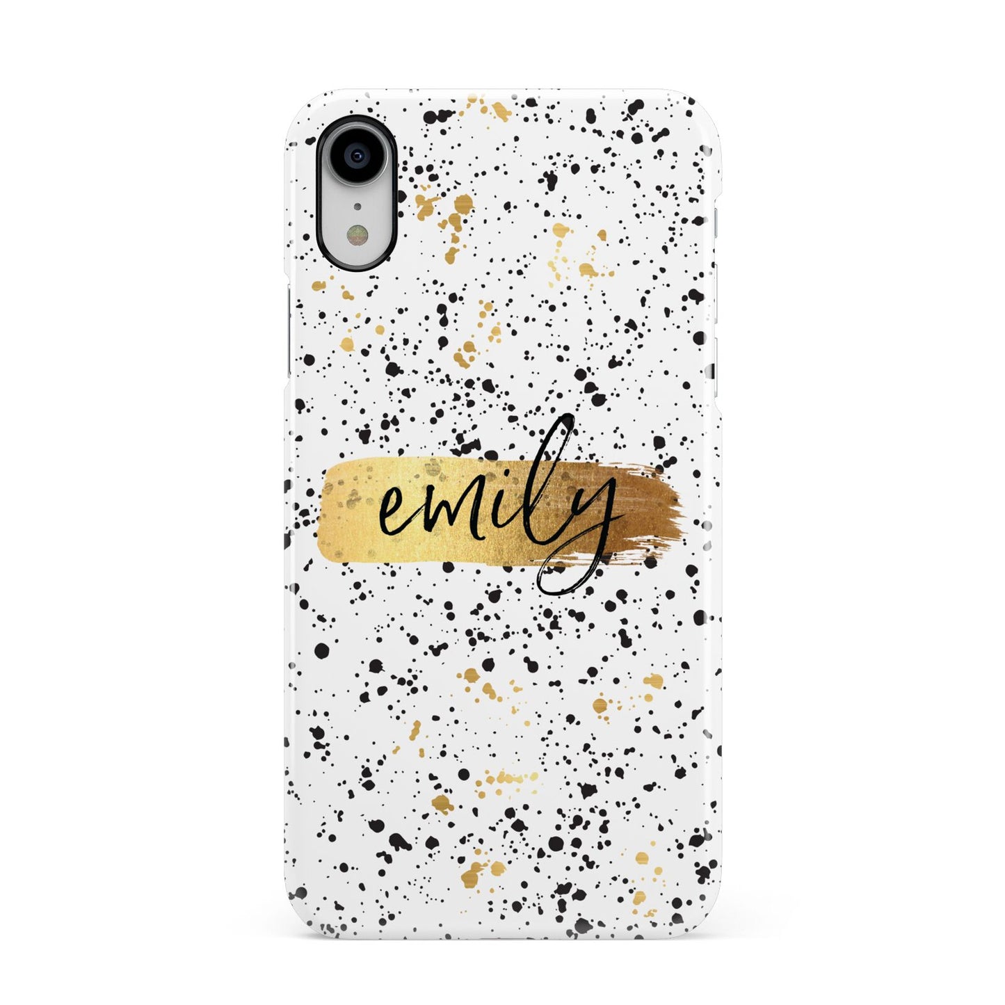 Personalised Ink Splatter Gold Apple iPhone XR White 3D Snap Case