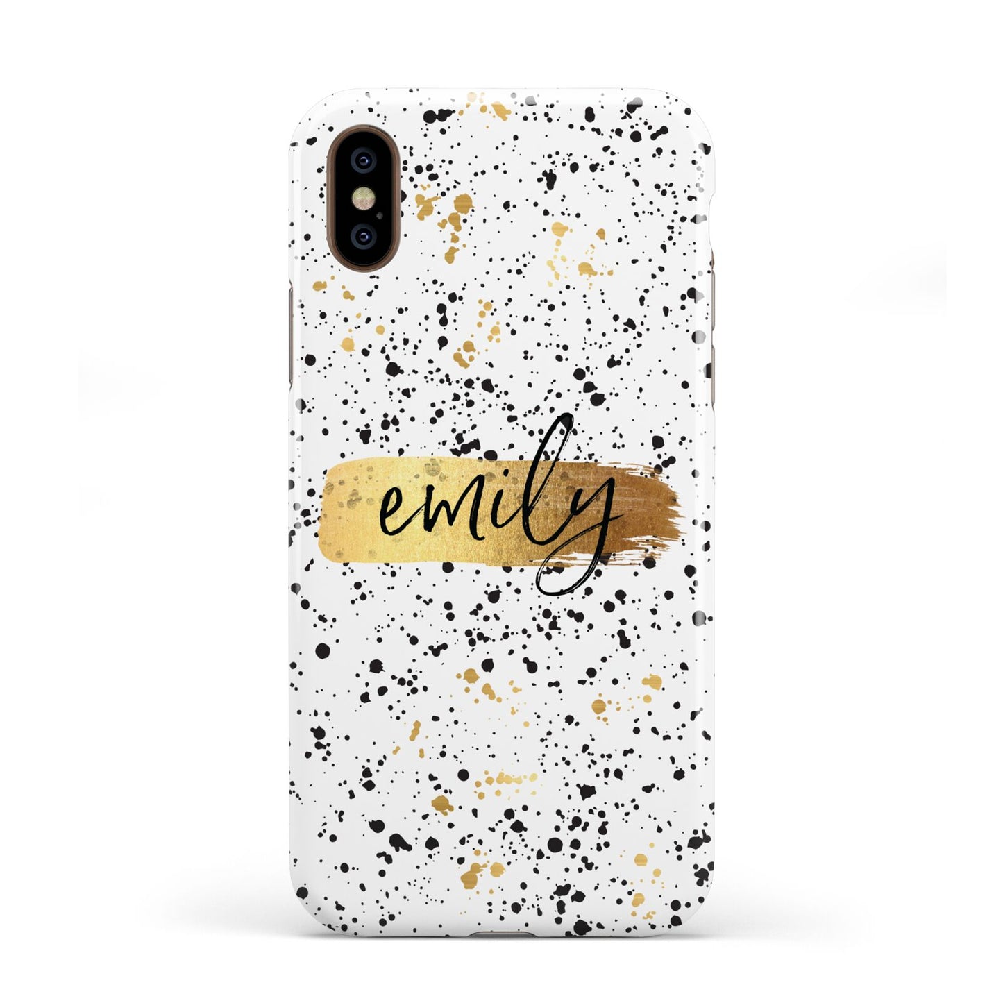 Personalised Ink Splatter Gold Apple iPhone XS 3D Tough