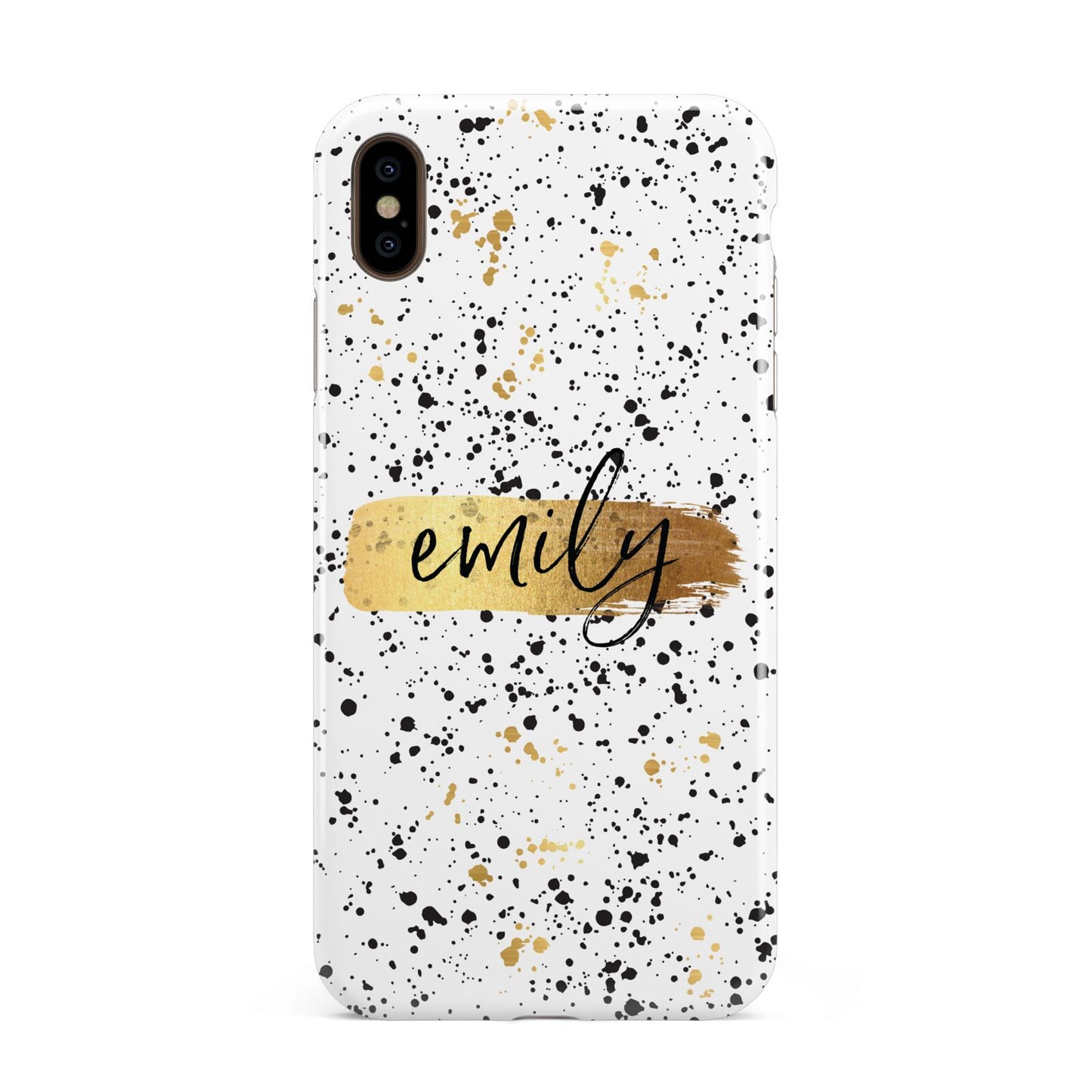Personalised Ink Splatter Gold Apple iPhone Xs Max 3D Tough Case