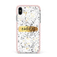 Personalised Ink Splatter Gold Apple iPhone Xs Max Impact Case Pink Edge on Silver Phone