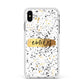 Personalised Ink Splatter Gold Apple iPhone Xs Max Impact Case White Edge on Silver Phone