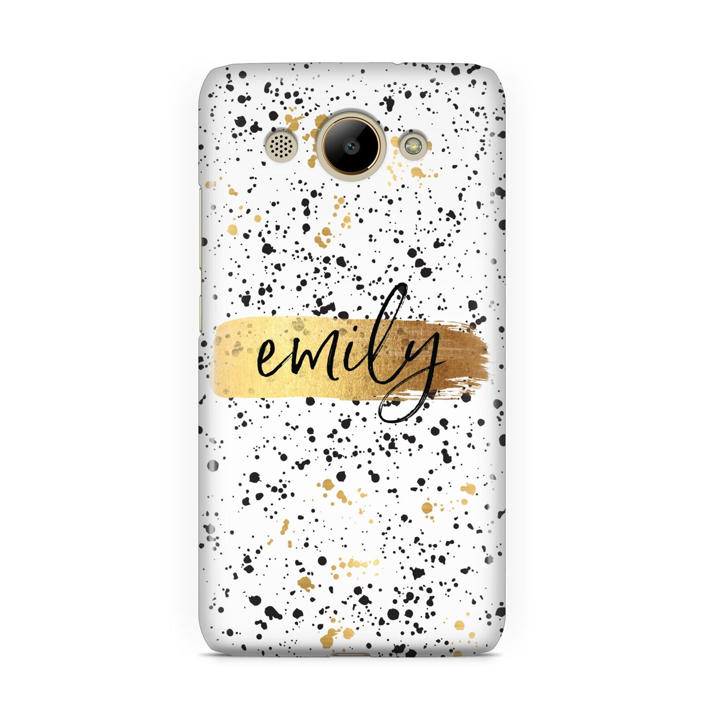 Personalised Ink Splatter Gold Huawei Y3 2017