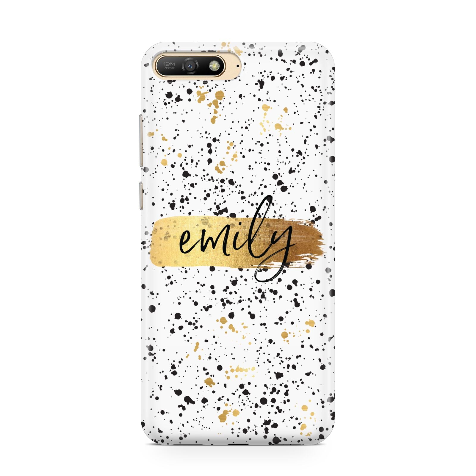 Personalised Ink Splatter Gold Huawei Y6 2018