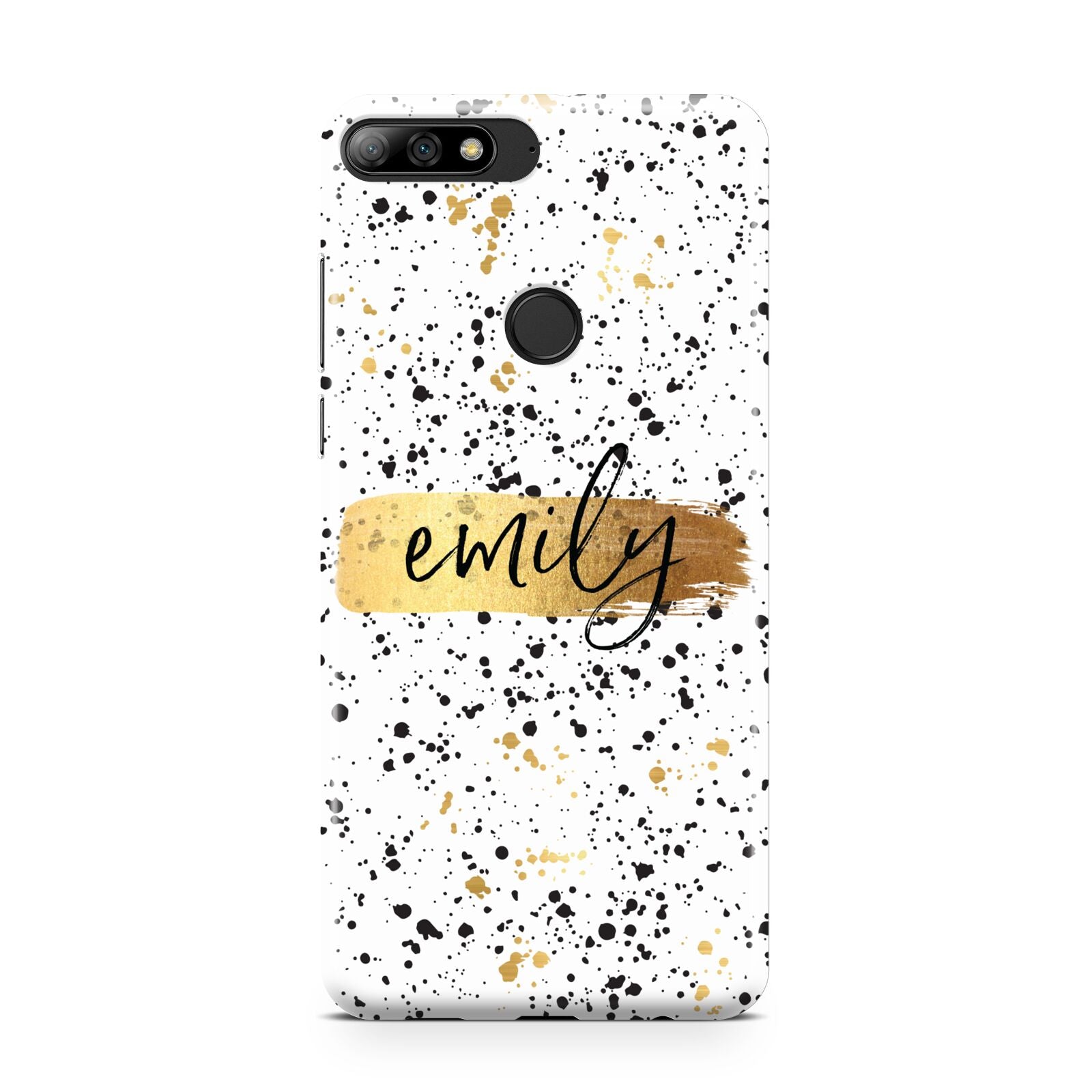 Personalised Ink Splatter Gold Huawei Y7 2018