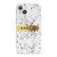 Personalised Ink Splatter Gold iPhone 13 Clear Bumper Case