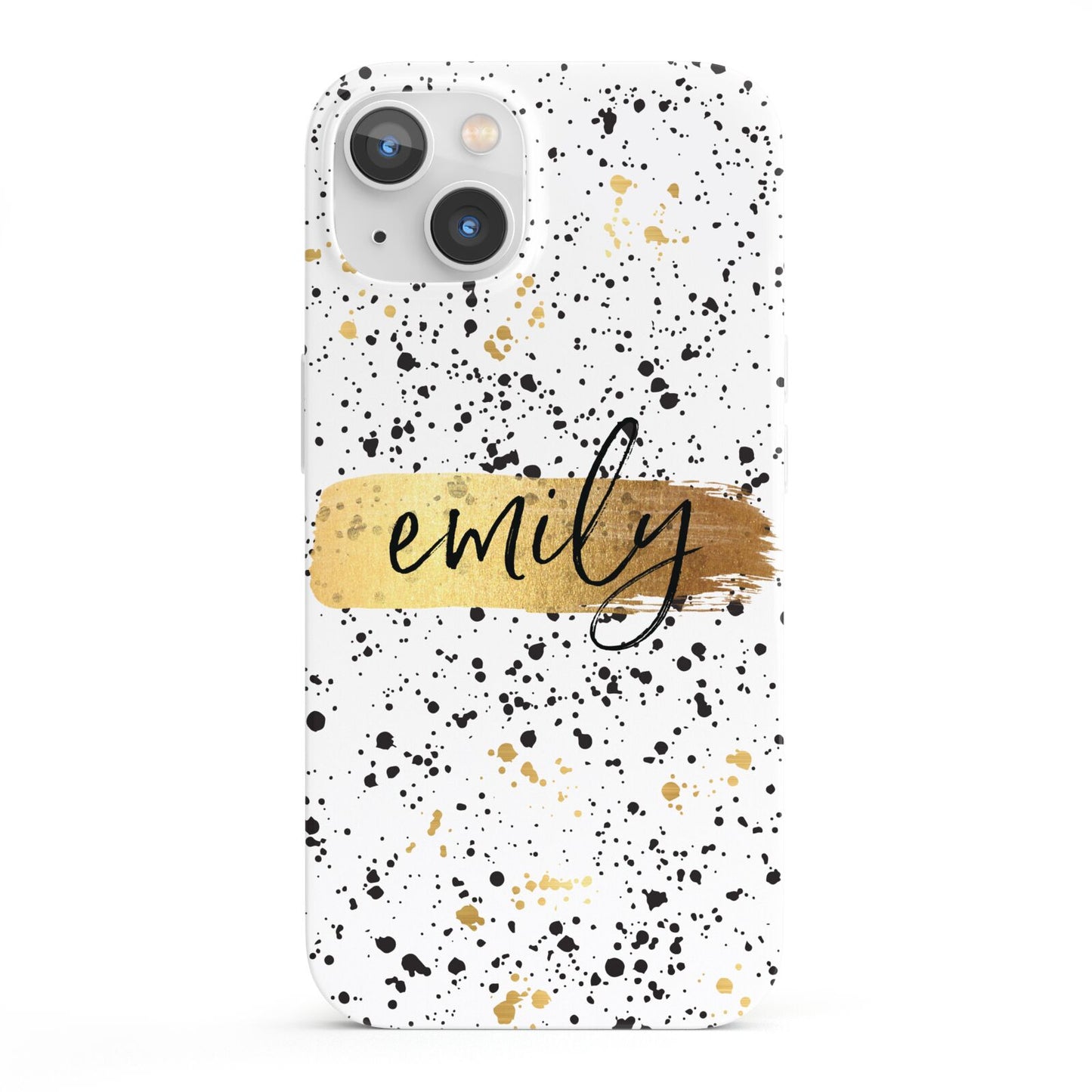 Personalised Ink Splatter Gold iPhone 13 Full Wrap 3D Snap Case