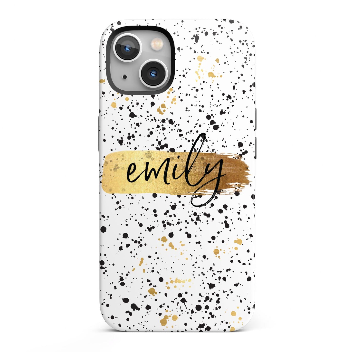 Personalised Ink Splatter Gold iPhone 13 Full Wrap 3D Tough Case