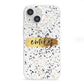 Personalised Ink Splatter Gold iPhone 13 Mini Clear Bumper Case