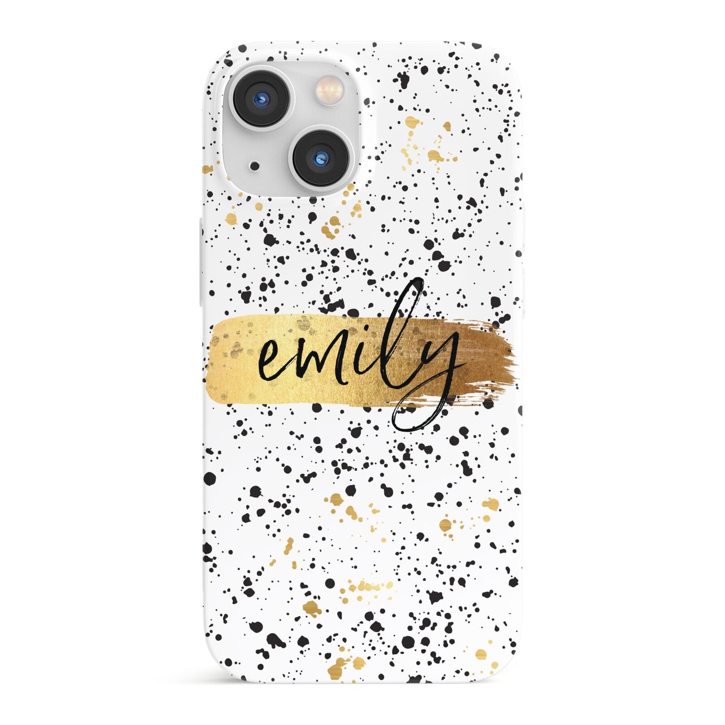 Personalised Ink Splatter Gold iPhone 13 Mini Full Wrap 3D Snap Case