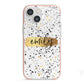 Personalised Ink Splatter Gold iPhone 13 Mini TPU Impact Case with Pink Edges
