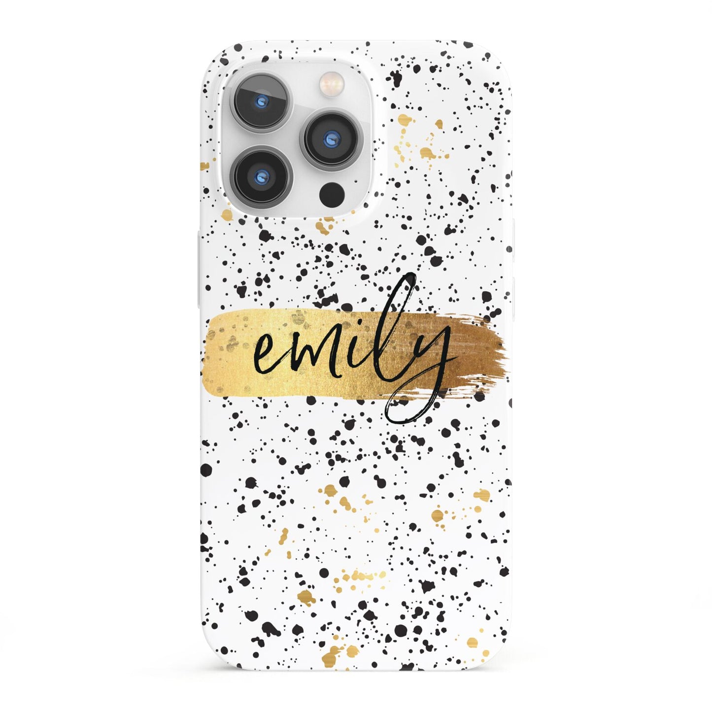 Personalised Ink Splatter Gold iPhone 13 Pro Full Wrap 3D Snap Case