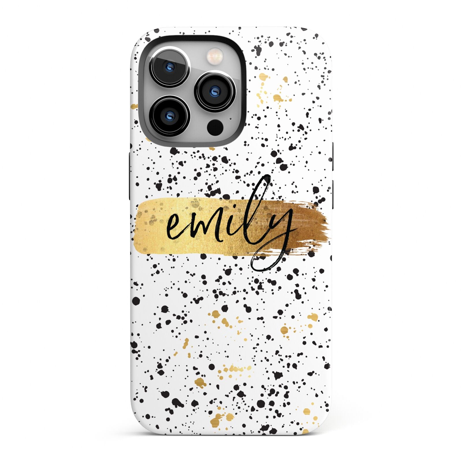 Personalised Ink Splatter Gold iPhone 13 Pro Full Wrap 3D Tough Case