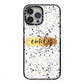 Personalised Ink Splatter Gold iPhone 13 Pro Max Black Impact Case on Silver phone