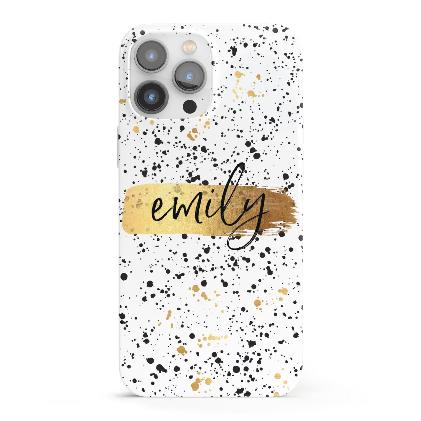 Personalised Ink Splatter Gold iPhone 13 Pro Max Full Wrap 3D Snap Case