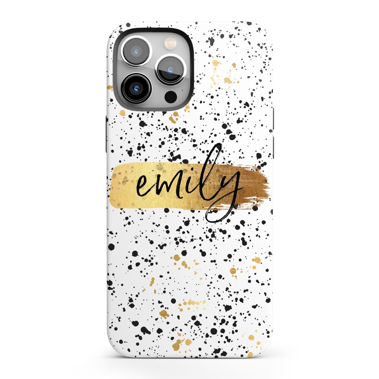 Personalised Ink Splatter Gold iPhone 13 Pro Max Full Wrap 3D Tough Case
