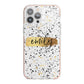 Personalised Ink Splatter Gold iPhone 13 Pro Max TPU Impact Case with Pink Edges