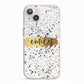 Personalised Ink Splatter Gold iPhone 13 TPU Impact Case with Pink Edges