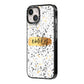 Personalised Ink Splatter Gold iPhone 14 Black Impact Case Side Angle on Silver phone