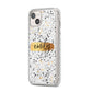 Personalised Ink Splatter Gold iPhone 14 Plus Glitter Tough Case Starlight Angled Image