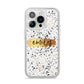Personalised Ink Splatter Gold iPhone 14 Pro Glitter Tough Case Silver