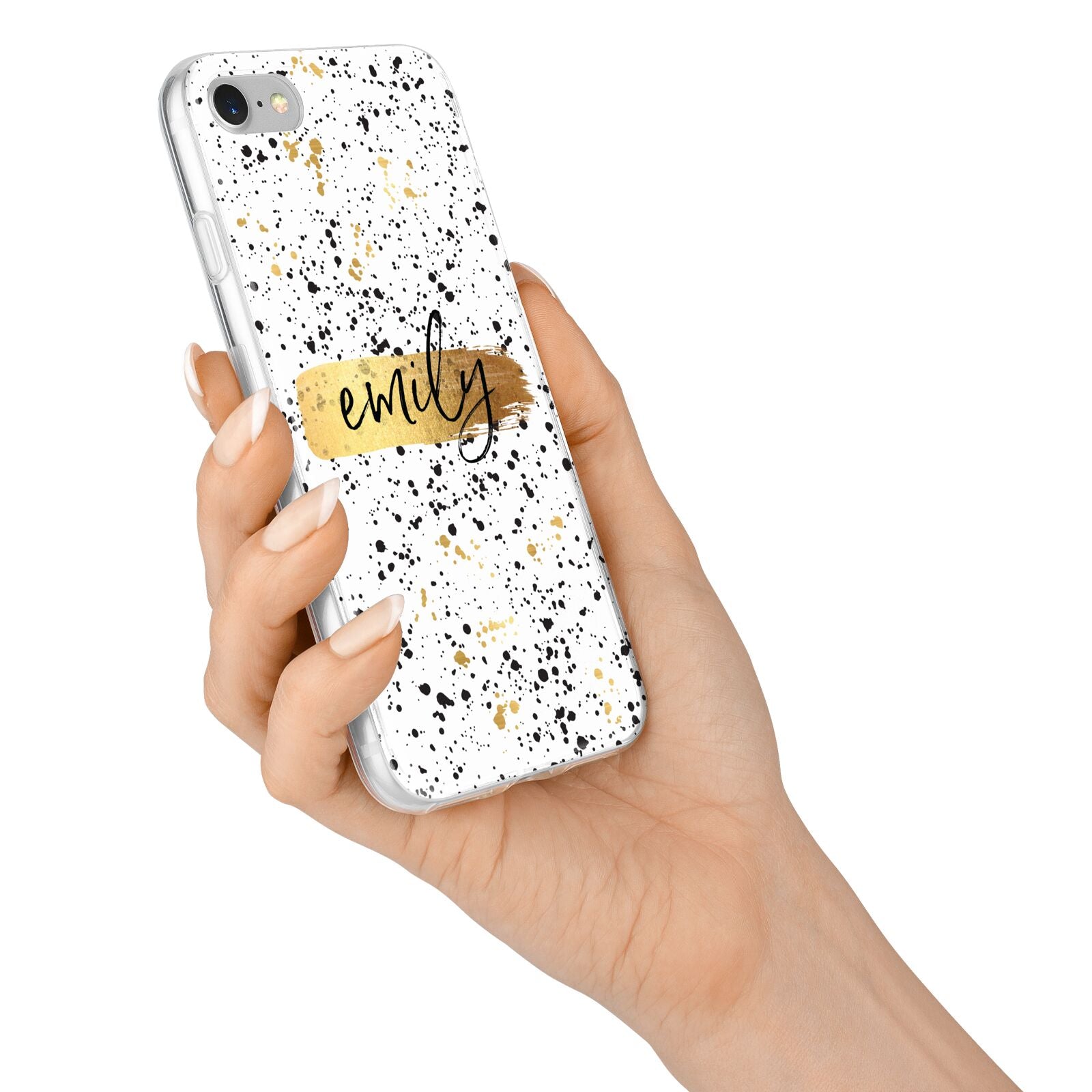 Personalised Ink Splatter Gold iPhone 7 Bumper Case on Silver iPhone Alternative Image